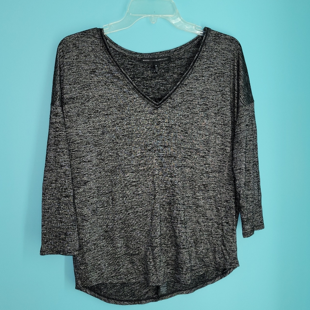 White House Black Market Quarter Sleeve Top Gray sz. Medium